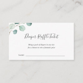 Diaper Raffle Greenery Eucalyptus Baby Shower Tilläggskort