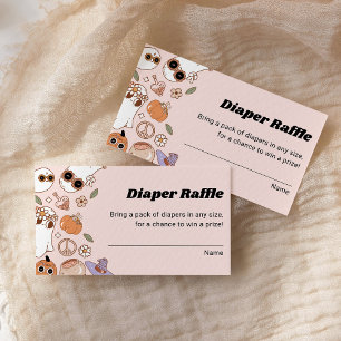 Diaper Raffle Groovy Halloween Ghost Baby Shower Tilläggskort