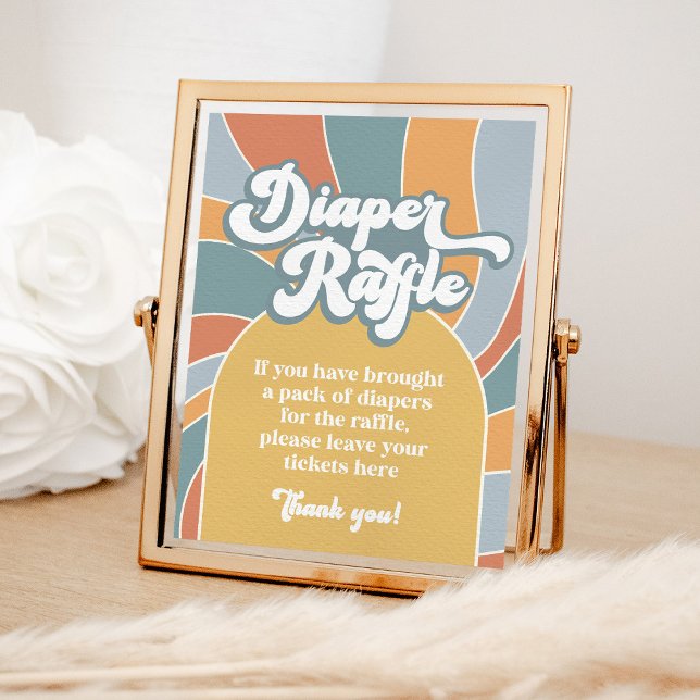 Diaper Raffle Groovy Retro Sunshine Sign Poster (Skapare uppladdad)