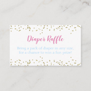 Diaper Raffle Guld Confetti Boy & Baby Shower Tilläggskort