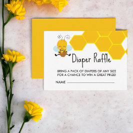 Diaper Raffle Gult Black Bee Baby Shower Tilläggskort
