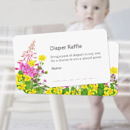 Diaper Raffle Gult Rosa Wildblomme Tilläggskort
