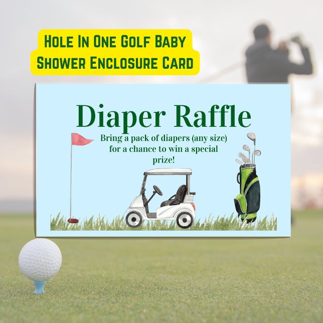 Diaper Raffle Hål i en golf Baby Shower Tilläggskort (Hole In One Golf Baby Shower Enclosure Cards)