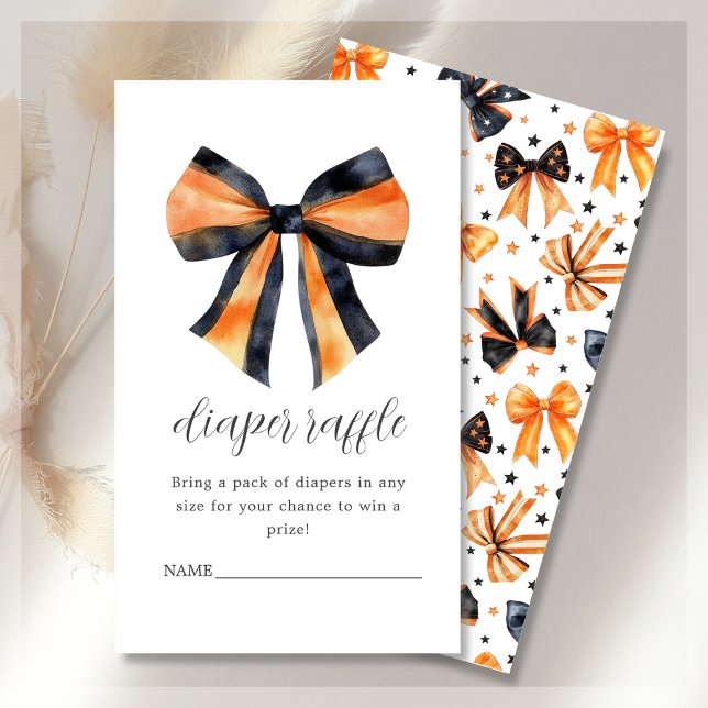 Diaper Raffle Halloween Coquette Bow Baby Shower Tilläggskort (Skapare uppladdad)