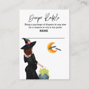 Diaper Raffle Halloween Witch Watercolor Tilläggskort