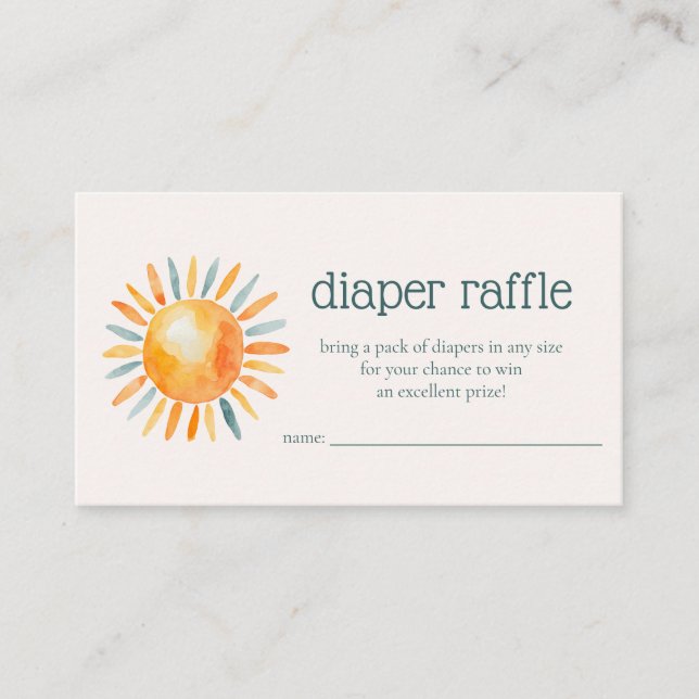 Diaper Raffle här kommer hit, Son Pojke Shower Tilläggskort (Framsida)