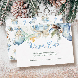 Diaper Raffle jul Santa Blue Baby Shower Tilläggskort