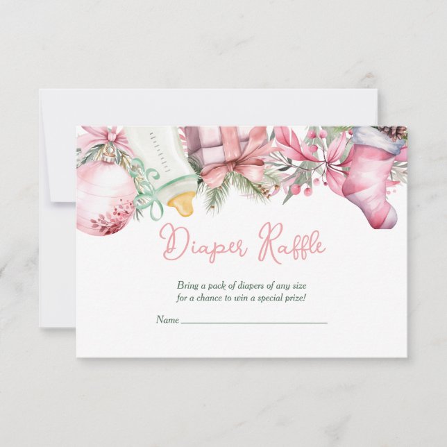 Diaper Raffle jul Santa Rosa Baby Shower Inbjudningar (Framsida)