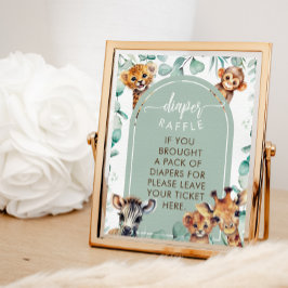Diaper Raffle Jungle Animals Eucalyptus Game Sign Poster