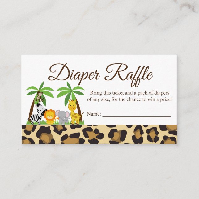 Diaper Raffle Jungle Safari Baby Shower Card Tilläggskort (Framsida)
