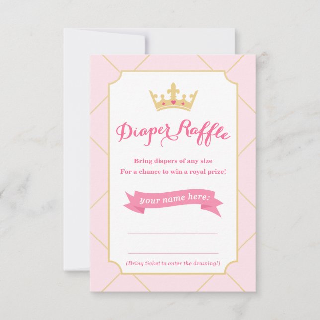 Diaper Raffle-kort | Princess Baby Shower Girl Inbjudningar (Framsida)