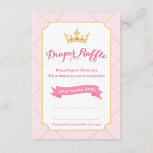 Diaper Raffle-kort   Princess Baby Shower Girl Inbjudningar