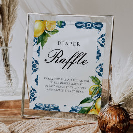 Diaper Raffle Lemon Positano Baby Shower-skylt Poster