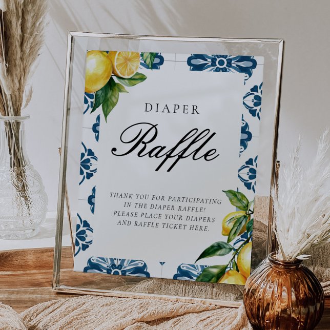 Diaper Raffle Lemon Positano Baby Shower-skylt Poster (Skapare uppladdad)