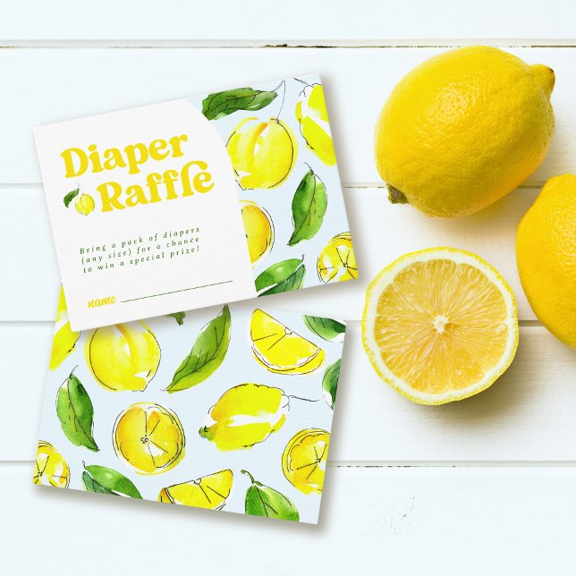 Diaper Raffle Lemon Retro Baby Shower Tilläggskort (Skapare uppladdad)