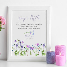 Diaper Raffle Lila WildblomBaby Shower Poster