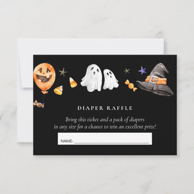 Diaper Raffle Little Boo Black Inbjudningar (Framsida)
