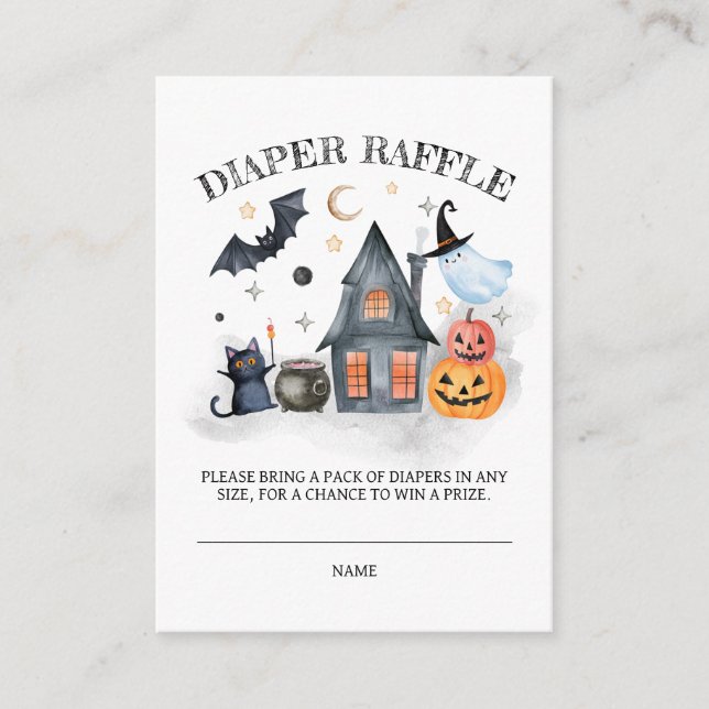 Diaper Raffle Little Boo Halloween Baby Shower Tilläggskort (Framsida)