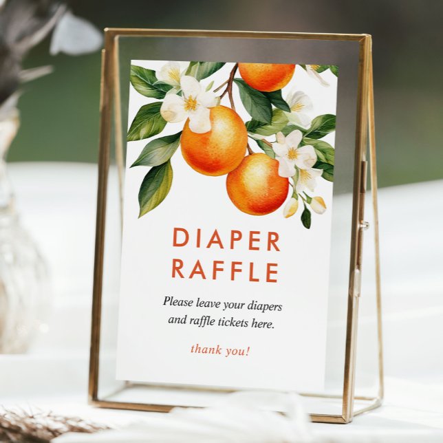 Diaper Raffle Little Cutie Orange Baby Shower Sign (Skapare uppladdad)