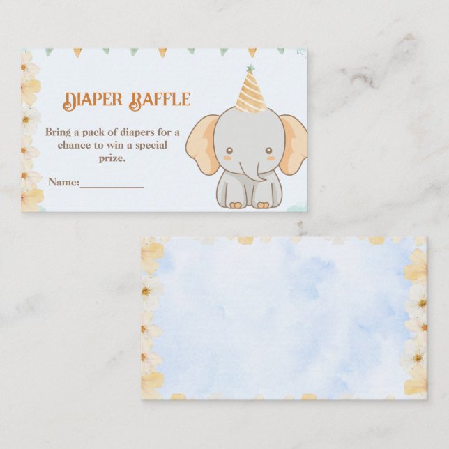 Diaper Raffle - Little Peanut Dreams Elephant Tilläggskort (Fram/baksida)