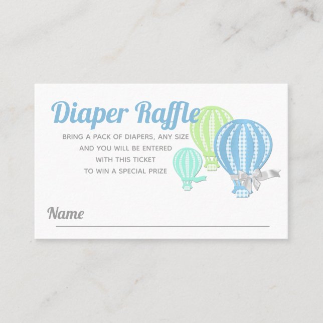 Diaper Raffle Luftballong Baby Shower Business Visitkort (Framsida)