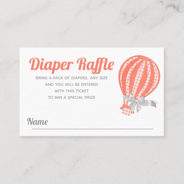 Diaper Raffle Luftballong Baby Shower Visitkort (Framsida)