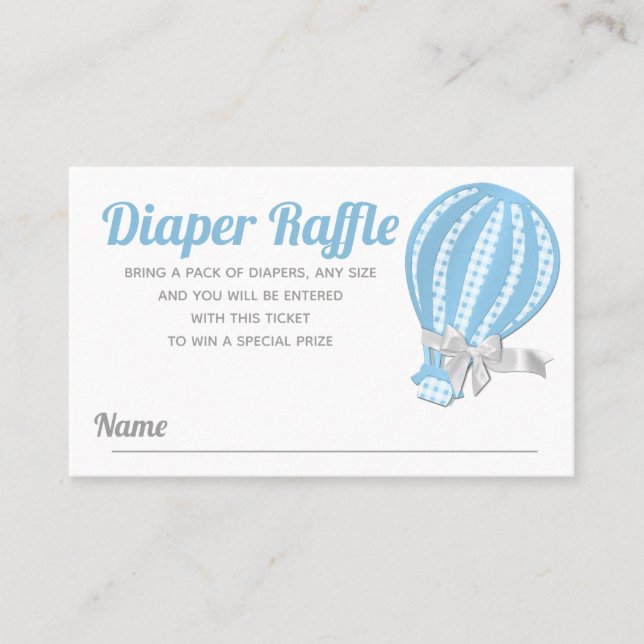 Diaper Raffle Luftballong Baby Shower Visitkort (Framsida)