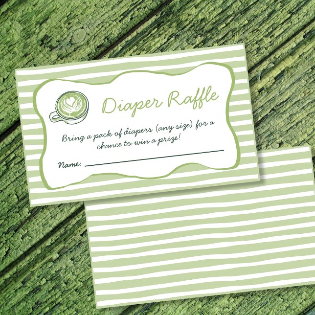 Diaper Raffle Matcha Green Tea Baby Shower Tilläggskort (Diaper Raffle Matcha Green Tea Baby Shower Enclosure Card)