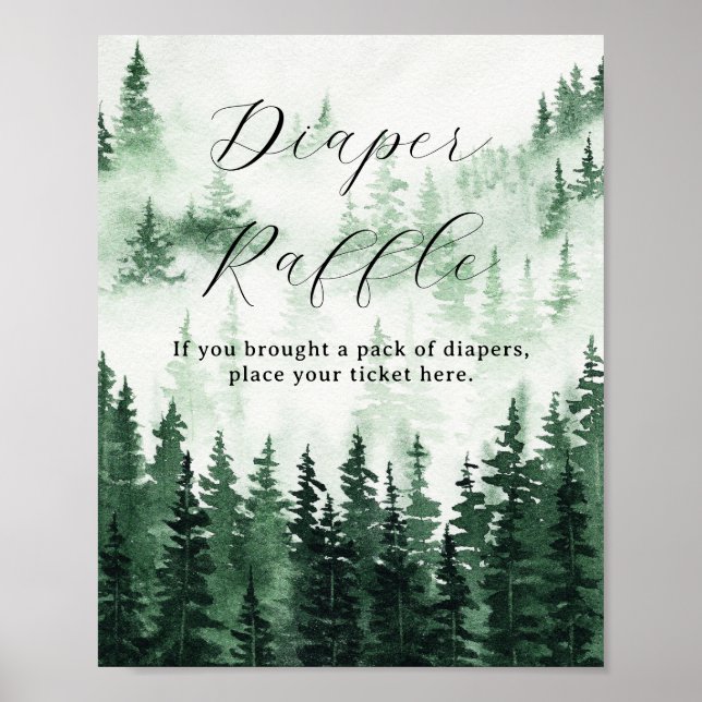 Diaper Raffle Misty Forest Baby Shower Poster (Framsidan)