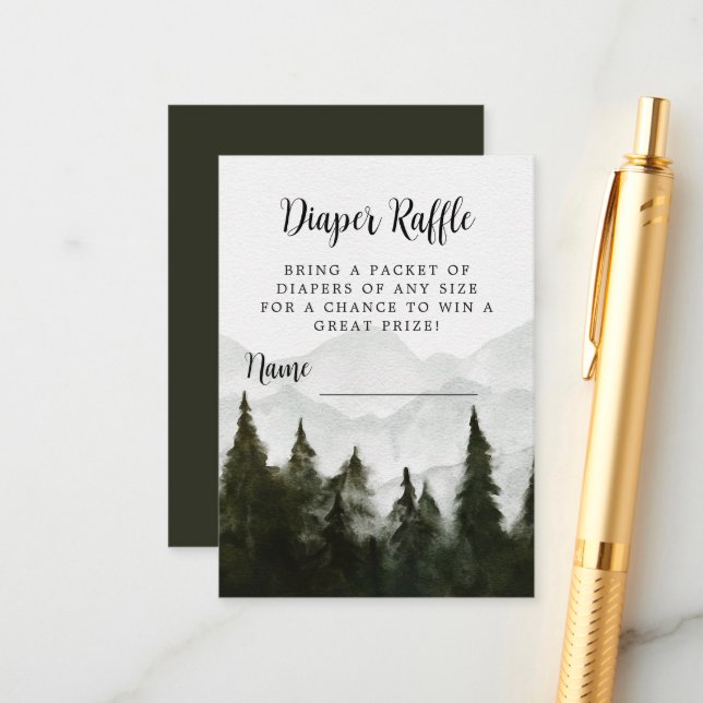 Diaper Raffle Misty Forest Baby Shower Tilläggskort (Fram/Back In Situ)