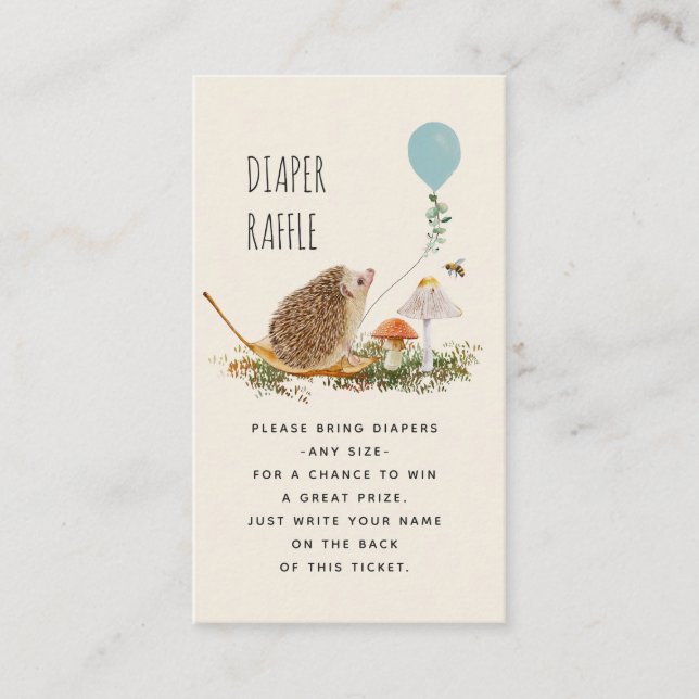 Diaper Raffle Mushroom Hedgehog Blue Balloon Tilläggskort (Framsida)