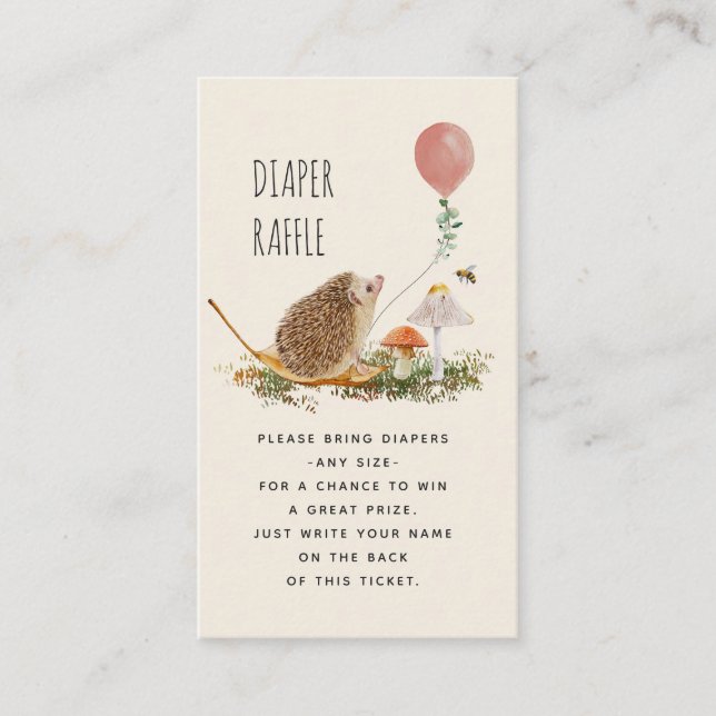 Diaper Raffle MushRumHedgehog Rosa Balloon Tilläggskort (Framsida)
