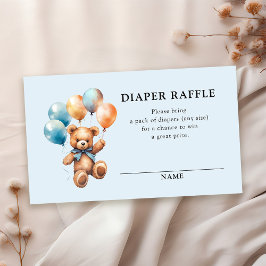 Diaper Raffle Nalle Boy Blue Shower Tilläggskort