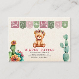 Diaper Raffle Nalle Girl Baby Shower Fiesta Tilläggskort