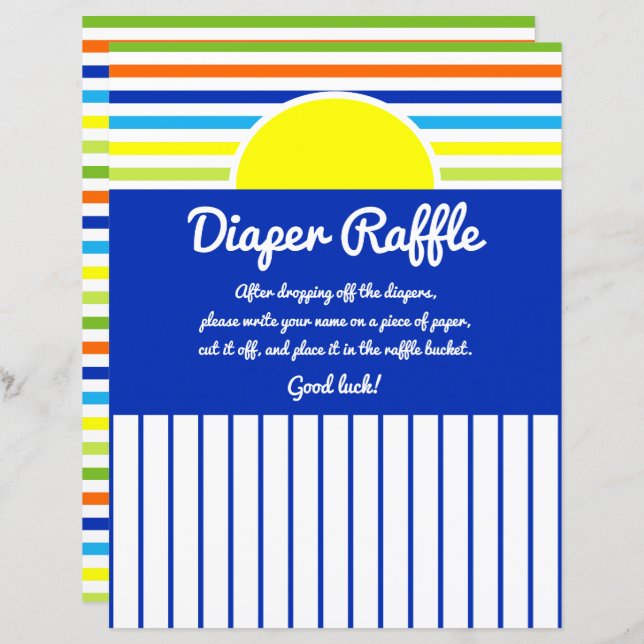 Diaper Raffle Namn in Bucket Sign (Fram/baksida)