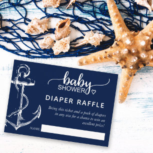 Diaper Raffle Nautical Anchor Baby Shower Tilläggskort