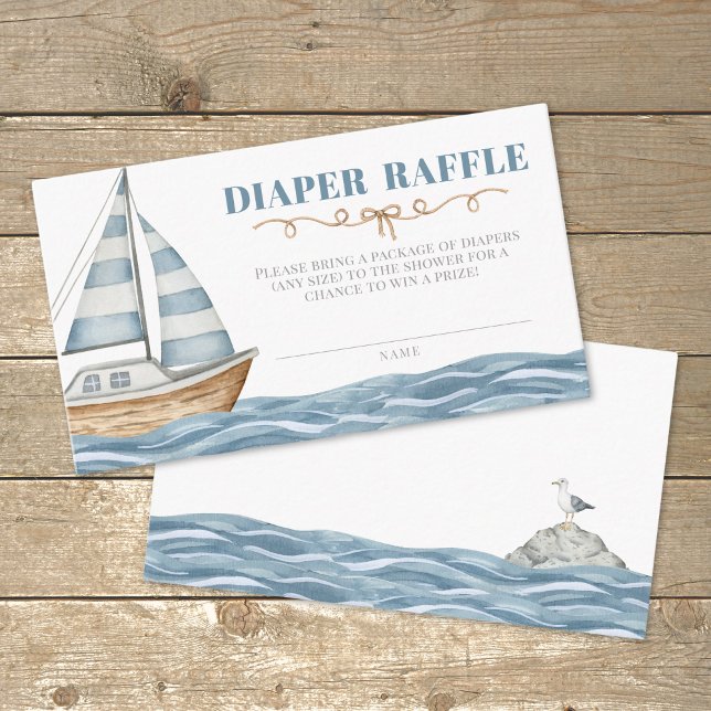 Diaper Raffle Nautical Baby Shower Tilläggskort (Diaper Raffle Nautical Baby Shower Enclosure Card )