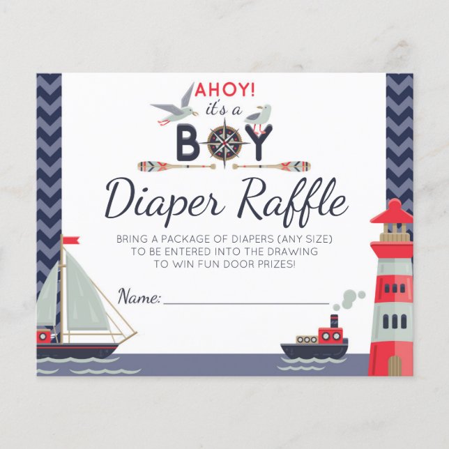 Diaper Raffle Nautical Sailboat Ahoy Pojke Game (Framsida)