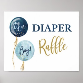 Diaper Raffle navy Blue Baby duschpojke Poster