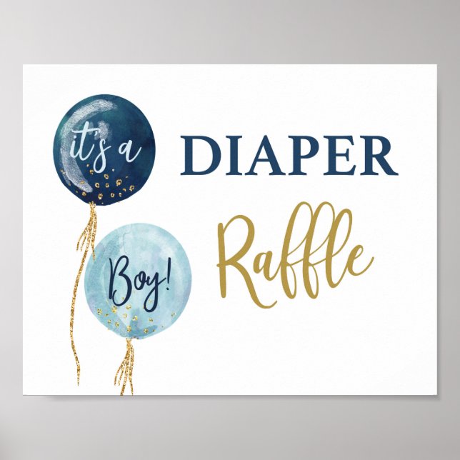 Diaper Raffle navy Blue Baby duschpojke Poster (Framsidan)