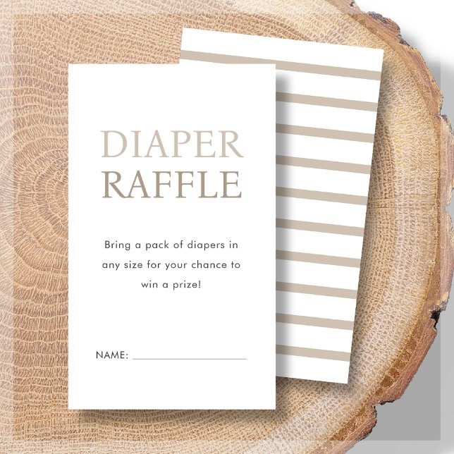 Diaper Raffle | Neutralt Beige Baby Shower Tilläggskort (Skapare uppladdad)