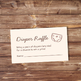 Diaper Raffle Neutralt Brown Baby Shower Tilläggskort