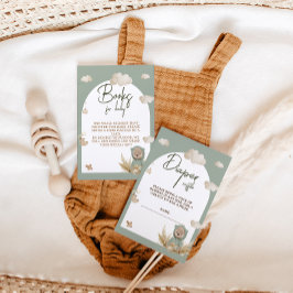Diaper Raffle Nursery Boho Bear Baby Shower Tilläggskort
