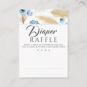 Diaper Raffle Pampas Grass Dusty Blue Baby Shower Visitkort