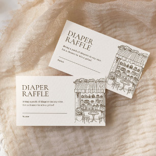 Diaper Raffle Paris Fransk Patisserie Baby Shower Tilläggskort