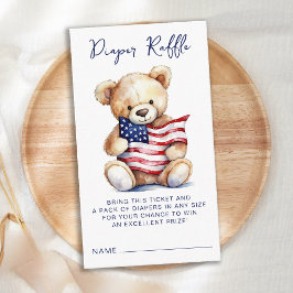 Diaper Raffle Patriotic Nalle Baby Shower Tilläggskort