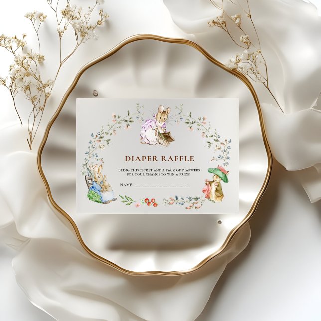 Diaper Raffle Peter Rabbit Baby Shower Ticket Tilläggskort (Skapare uppladdad)