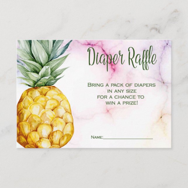 Diaper Raffle Pineapple Tropical Baby Shower Tilläggskort (Framsida)