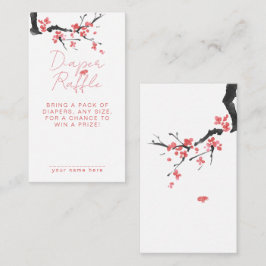 Diaper Raffle Pink Cherry Blossom Baby Shower Tilläggskort