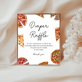 Diaper Raffle Pizza Baby Shower-skylt Poster